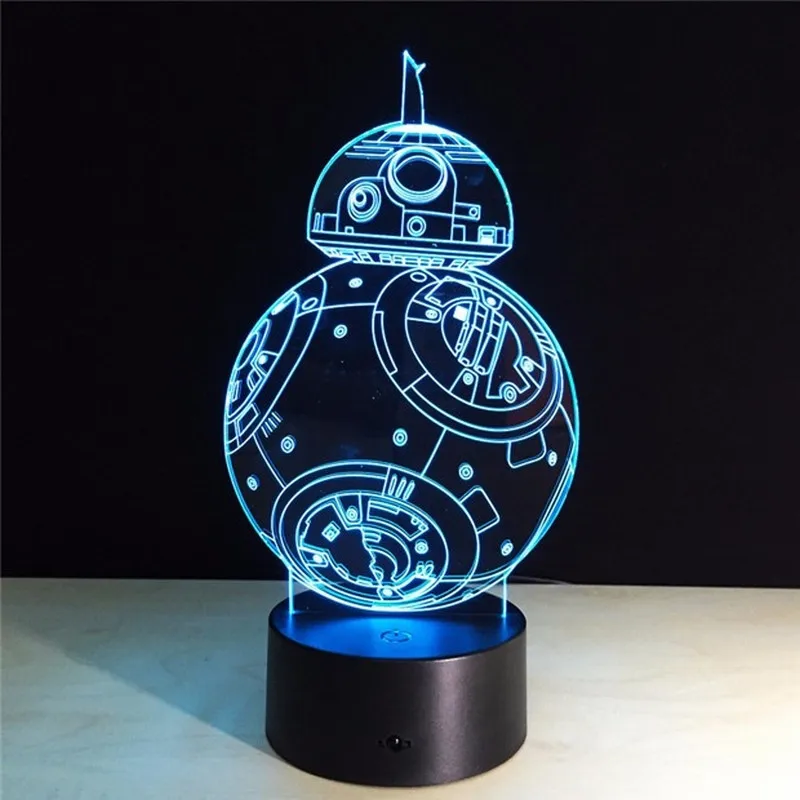 

Star Wars BB8 3D Lamp LED Night Light Action Figure 7 Colors Touch Table Decoration Light Optical Illusion