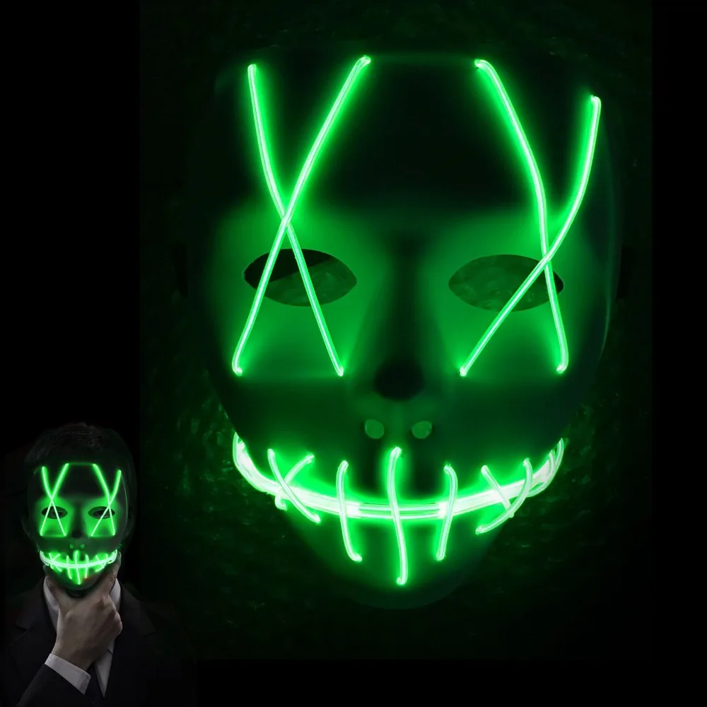 Halloween Cosplay Led Mask Colorful EL Wire Scary Mask Flashing LED