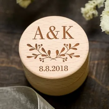 

Personalized Initials Wedding Ring Box Custom Wooden Ring Bearer Box Ring Holder Vintage Mariage Marriage Decoration Boda