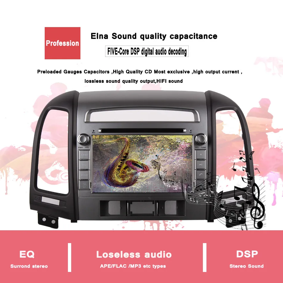 Best 1024*600 HD 4G RAM Android 9.0 Car DVD Multimedia Player for HYUNDAI SANTA FE 2006-2012 GPS+Radio Stereo Head unit tape recorder 7
