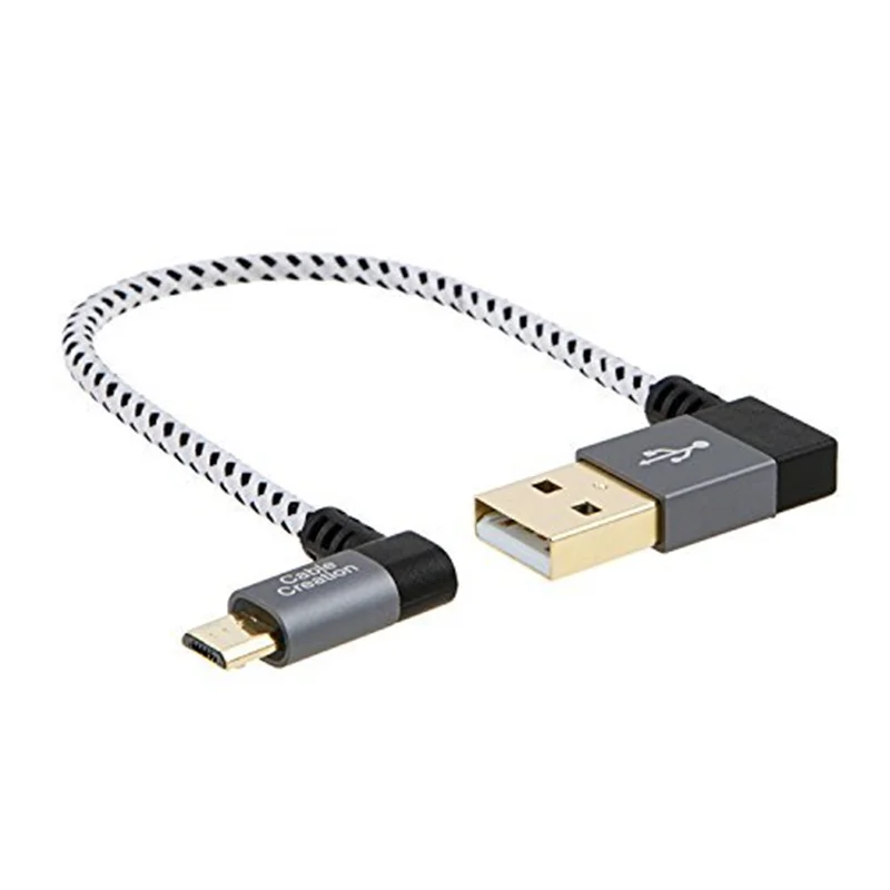 Angle USB 2.0 Charge Cable,Dual Angle USB to Micro USB Data Charge Cable, Compatible Fire Stick,Chromecast,Power Pack,