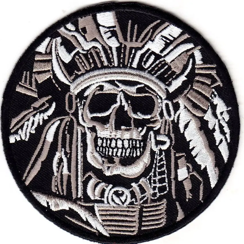 

1PcsNew Arrival Indian Death Skull Patch For Clothes Iron On Embroidered Fabric Cartoon Logo Applique DIY Apparel Accessory