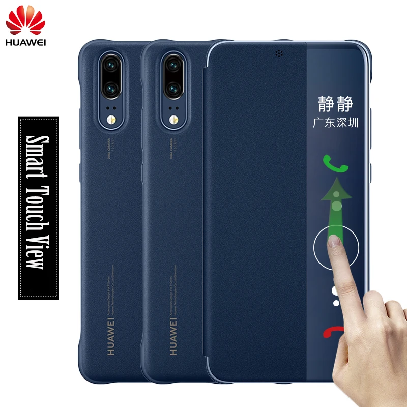 Huawei P20 pro case clear view Smart touch view flip cover 100% original official Huawei P30 Pro leather flip phone case funda