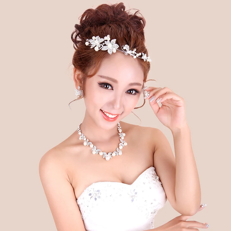Elegante de Prata Tiara Pérola Headband Do Cabelo de Cristal Cabeça Cadeia de Jóias Acessórios Do Cabelo Do Casamento Romântico vestidos de Noiva Cocar (2)