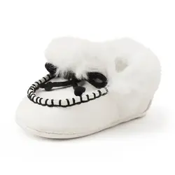 Новый дизайн зимняя обувь для малышей из искусственной кожи Твердые мелкая теплая мягкая подошва удобные ботинки для малыша маленьких