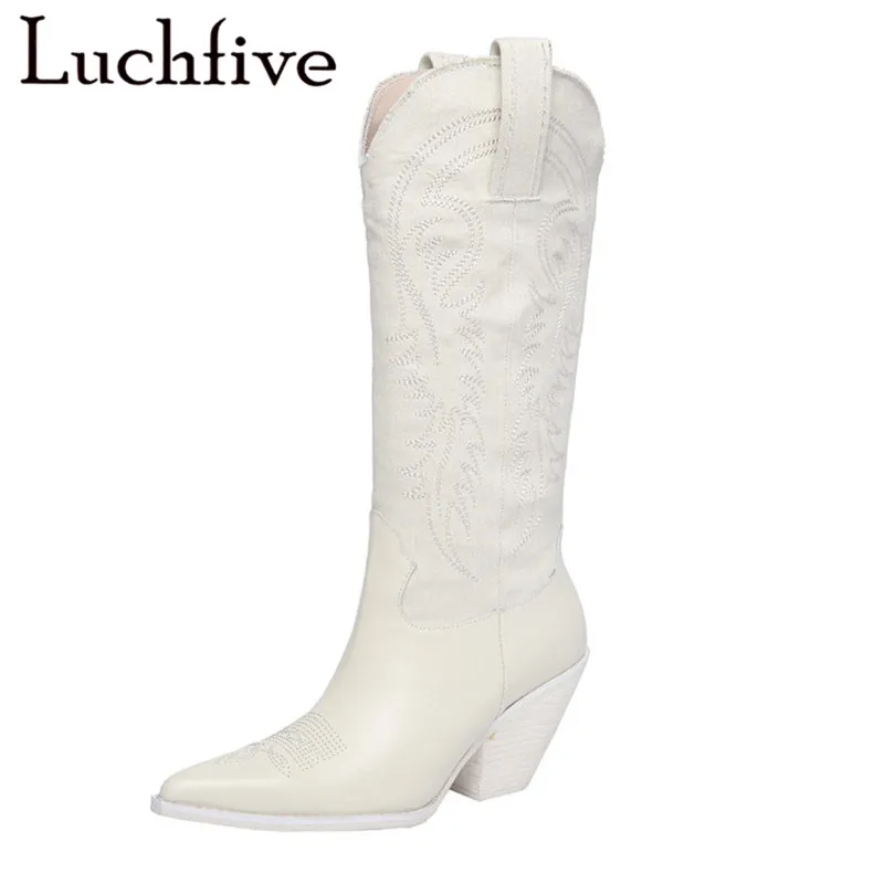 blue and white cowboy boots