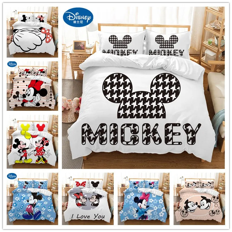 Disney Mickey Minnie Cartoon Bedding Set Lovely Couple Twin Full