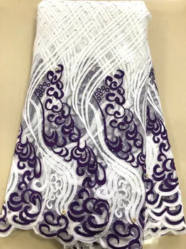 

white purple Milk Silk Lace African Net Lace Fabric High Quality Nigerian Lace Fabric French Tulle Lace Fabric For party ELL3918