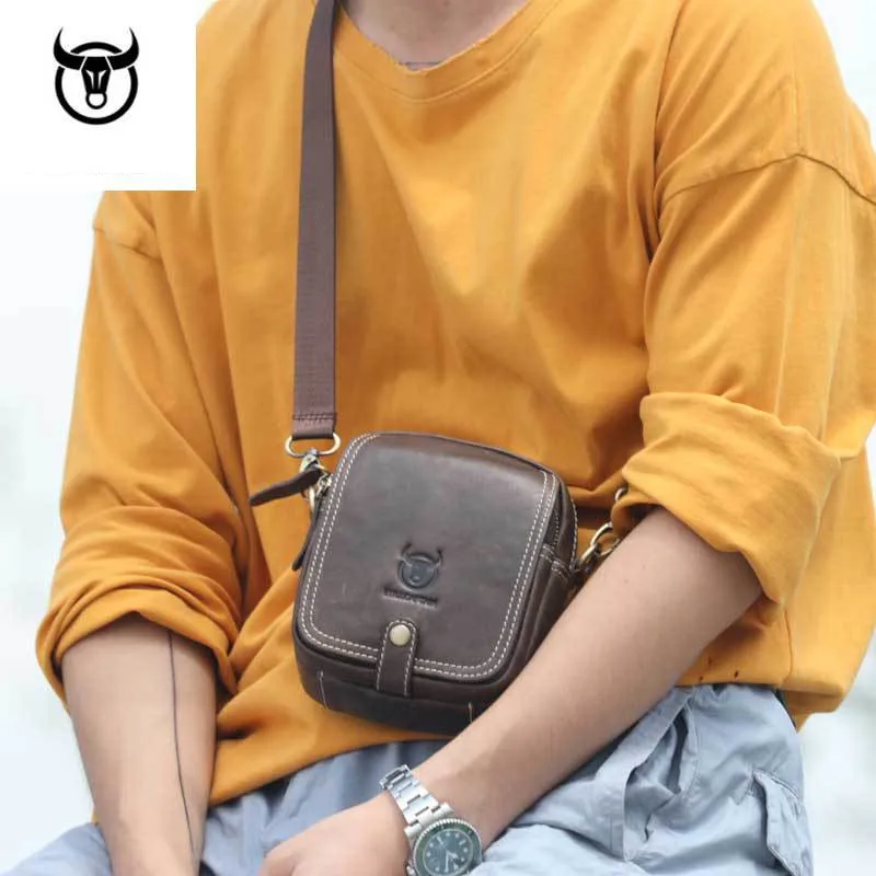 صغيرة جلد أصلي للرجال المرأة حقيبة كتف مصغرة جلد البقر جلدية Crossbody أكياس الأزياء حقائب جلدية رجل حقيبة ساعي