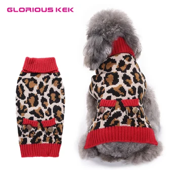 

Glorious Kek 2018 Winter Dog Sweaters for Small Medium Large Dogs Knit Cute Dog Sweaters Leopard Dog Clothes Warm Coat XXS-XXL