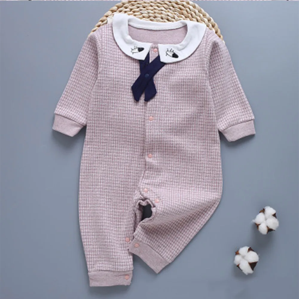 Autumn Open Files Stripe Baby Girls Conjoined Bodysuits Long Sleeve