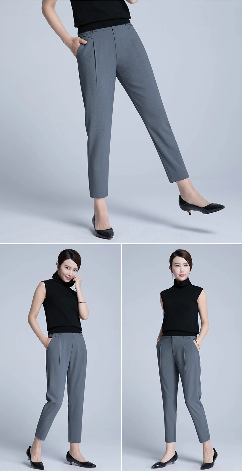 Verão para Mulheres Tornozelo-comprimento da Calça Acrmrac Cintura Oriente Calças Novo Estilo Cor Sólida Magro Tamanho Grande Soltas Harem Pants Calça Casual 5 ACRMRAC cintura Oriente calças Novo estilo verão