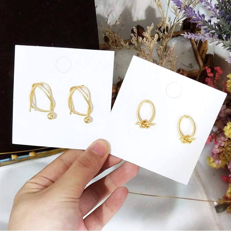 

Matte Gold Color Earrings Geometric Irregular Twisted Pendientes Stud Earrings For Women Jewelry Female Korean Earrings 2019