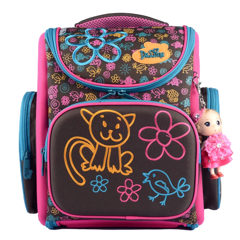 

Fashion personality brand Delune children's school satchel's cute cat pattern children's school backpack a third grade
