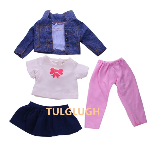 

4pcs/set Cowboy suit Doll clothes Wear fit for 43cm/17inch baby Doll, Children best Birthday Gift(only sell clothes)