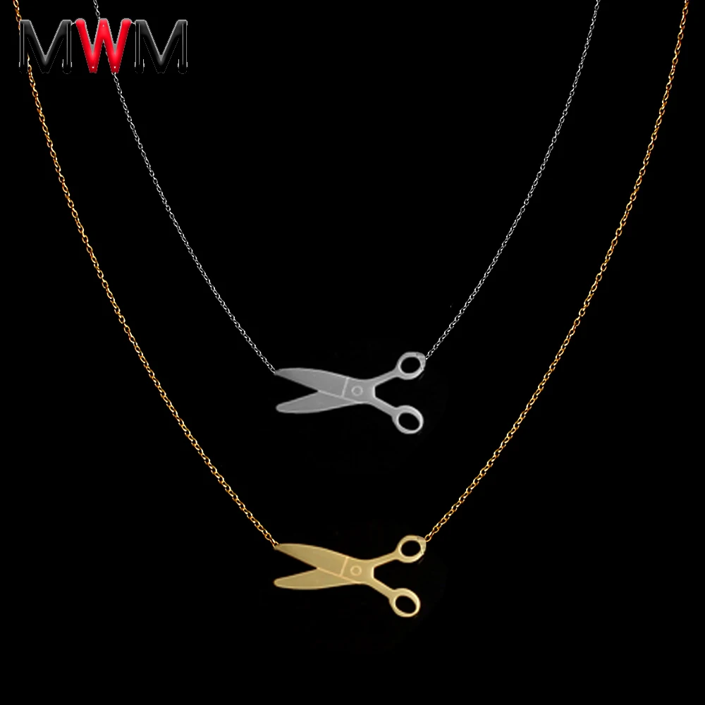

MWM stainless steel scissor shape necklace & pendant for women gold jewelry accessory chocker gift for best friend present