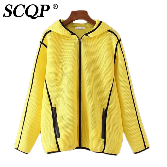 Aliexpress.com : Buy Womens Solid Yellow Hooded Mesh