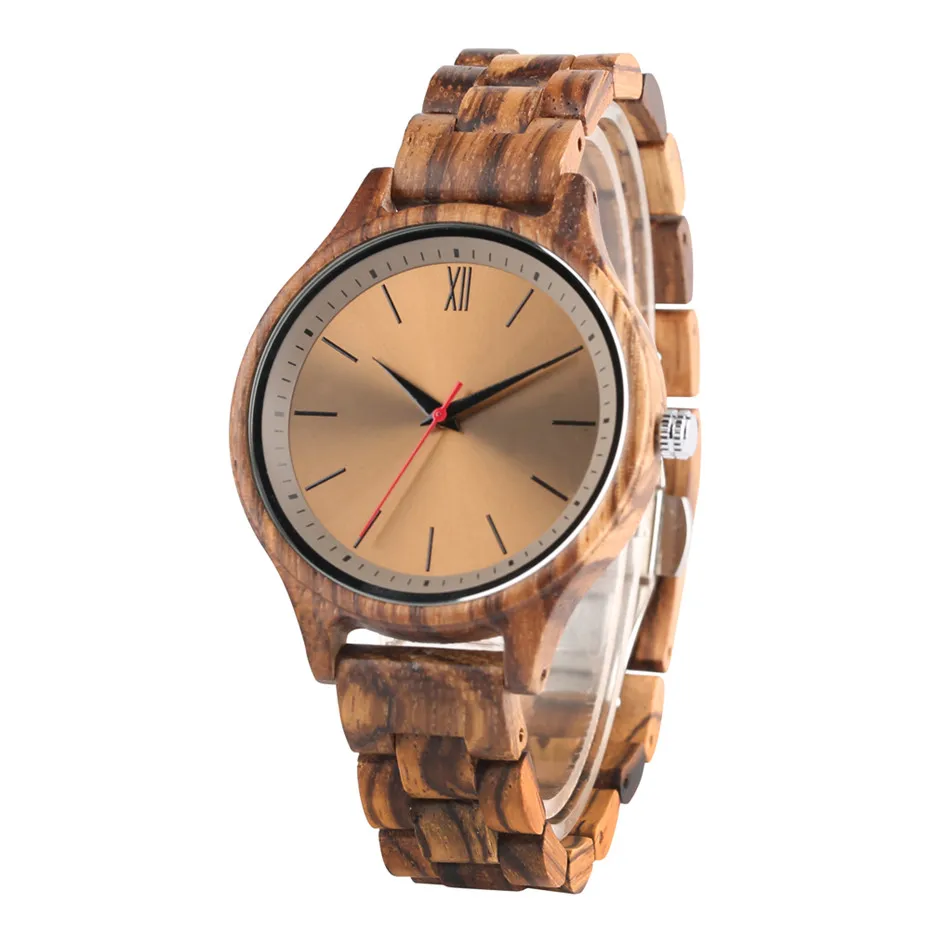 

Men's Wrist Watch Ultra-thin Dial Full Zebra Wooden Quartz Watches Man Simple Brown Coffee Face Hour 2018 Luxury Male Clock