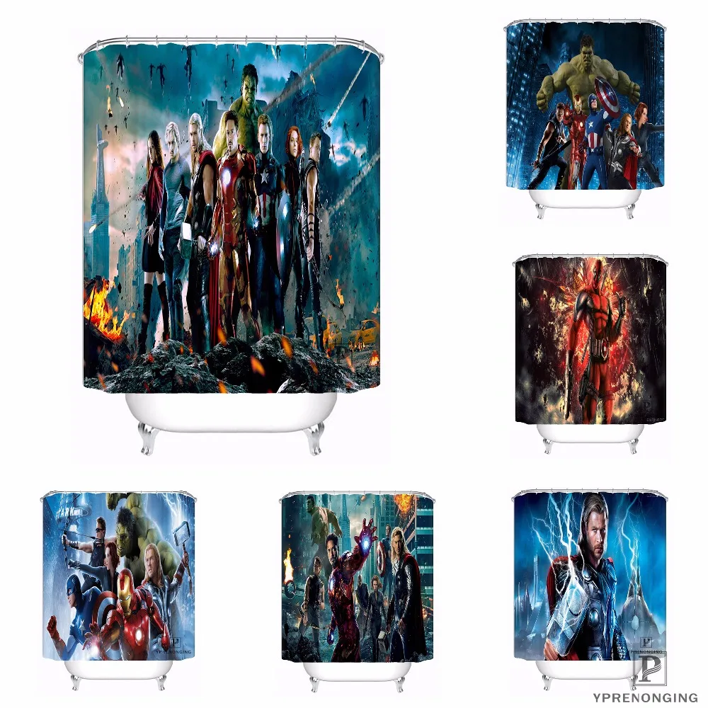 

Custom Captain America Avengers Waterproof Shower Curtain Home Bath Bathroom s Hooks Polyester Fabric Multi Sizes180509-02-11