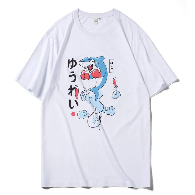 100% хлопок Для мужчин Топ боксерские Акула печати Harajuku Street Wear сезон: весна–лето с