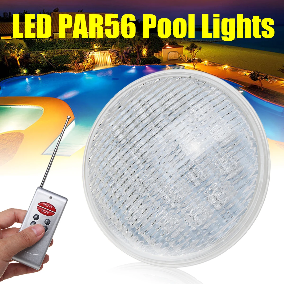 

RGB 54W 12V 16 Color 90 LED PAR56 Swimming Pool Underwater Lights Remote Controller IP68 Eco-Friendly For Fountain Shockproof