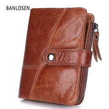 BANLOSEN, мужские кошельки из натуральной кожи, европейский и американский стиль, кошелек на молнии, карман для монет, кожаный кошелек, мужской кожаный кошелек