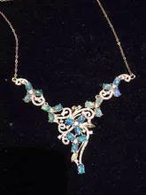 Natural opal Necklace Natural Gemstone Pendant Necklace S925 sliver women Luxury trendy round Leaves floweparty fine Jewelry