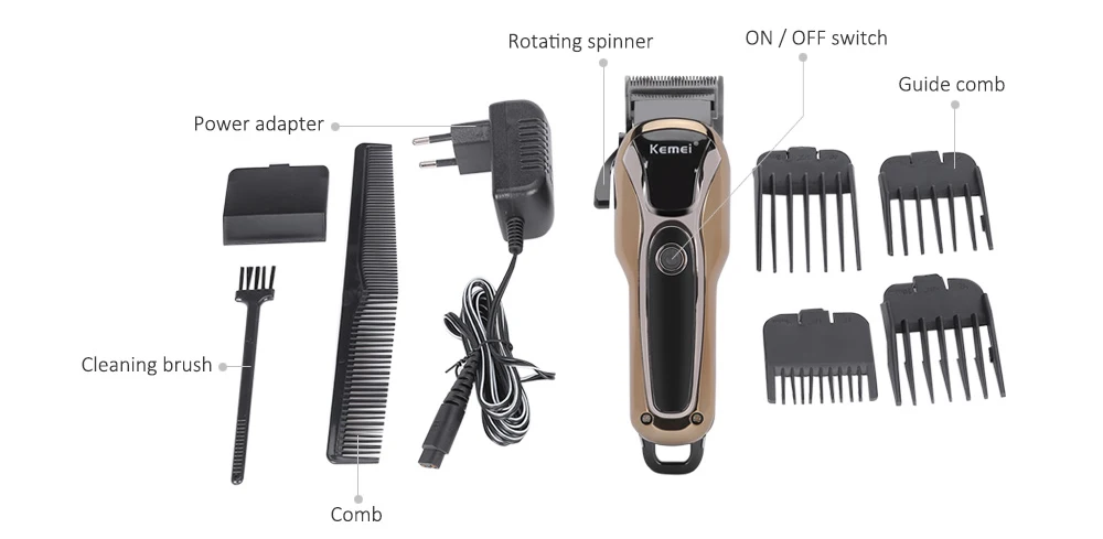 2018 Kemei электрические триммеры 110 В-240 В с турбонаддувом Перезаряжаемые машинка для стрижки волос регулируемые 5 Вт машина для стрижки волос