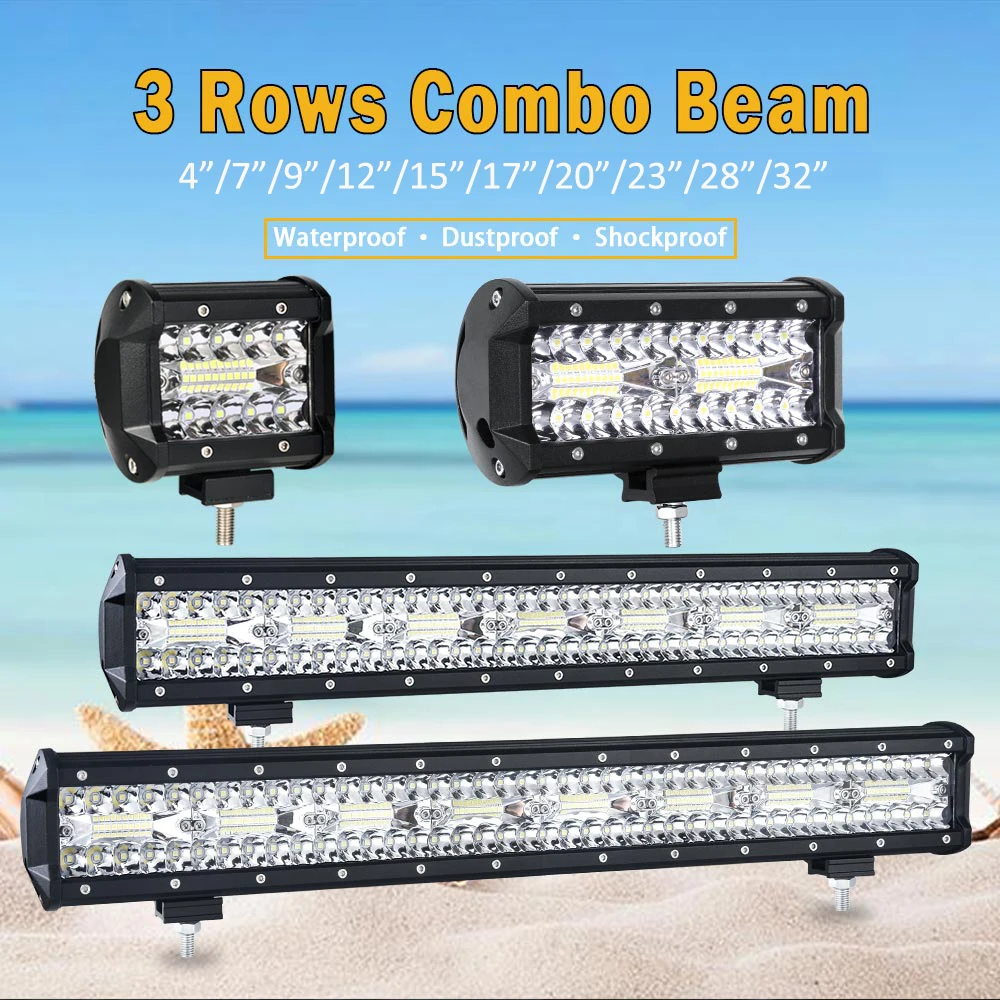

4 - 23 inch 3 Rows Led Work light Led Bar Off Road 4x4 4WD ATV SUV Driving Motorcycle Truck Led Light Bar