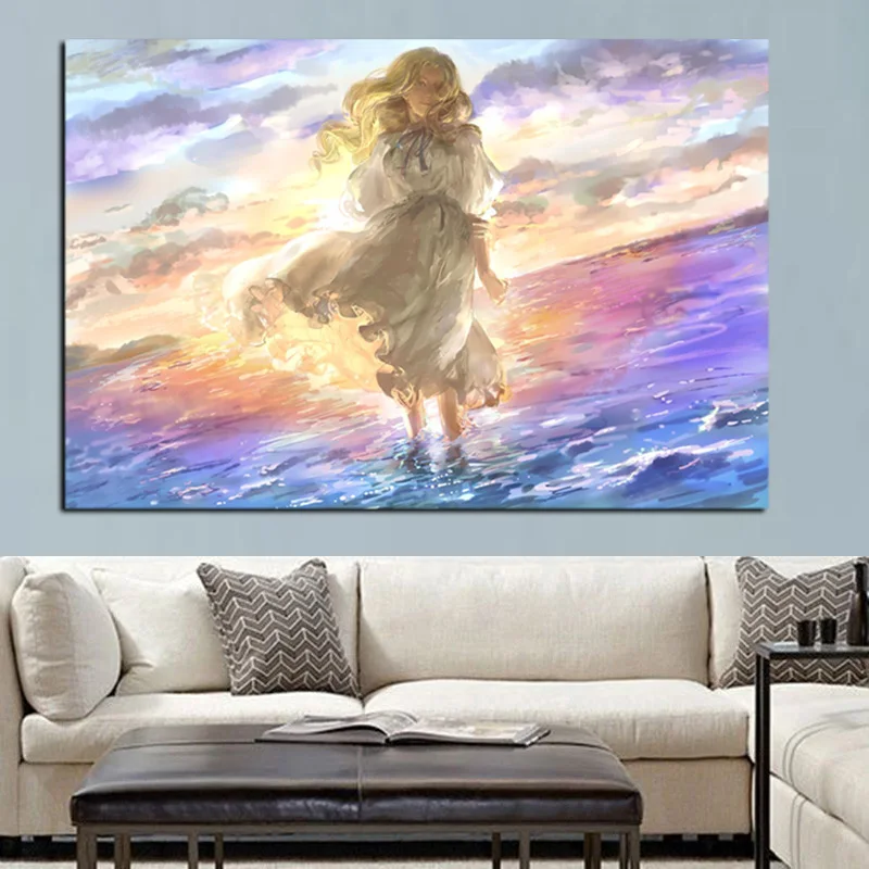 

Print Psychedelic Anime Art When Marnie Was There Oil Painting on Canvas Modern Abstract Wall Picture For Kid Girl Room Cuadros