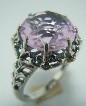 

5.3 CT pink gem institute wind hollow out pattern Lady fan The ancient silver ring for women
