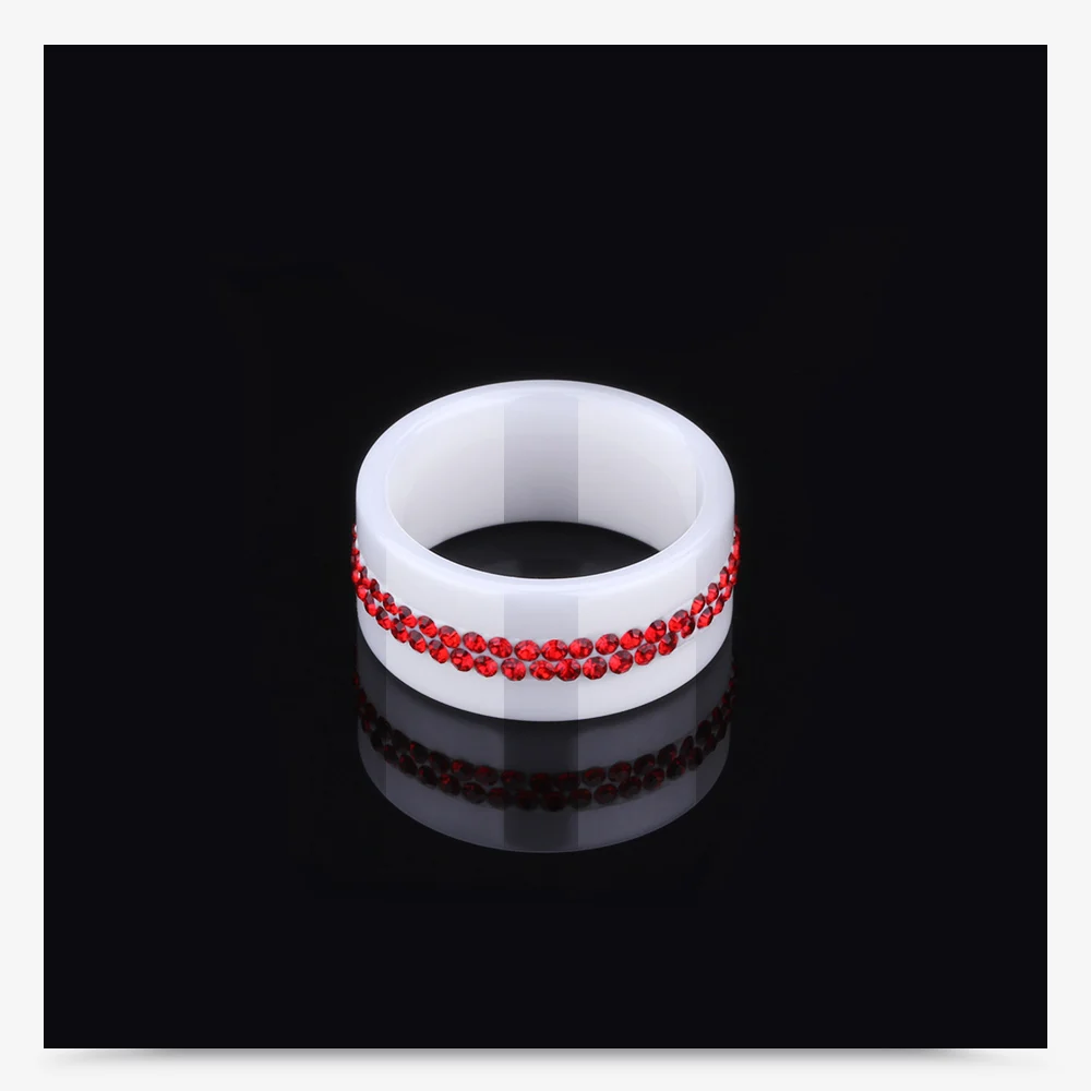 Новые 10 мм черные и белые 2 ряда Кристальные керамические кольца для женщин обручальные обещания обручальное кольцо Подарки для женщин
