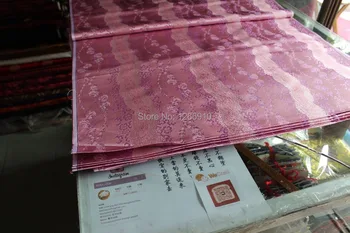 

Dobby Dyed Yarn Chinese Silk Brocade Woven Damask Fabric Cheongsam Cushion Pink Color Bars Flowers