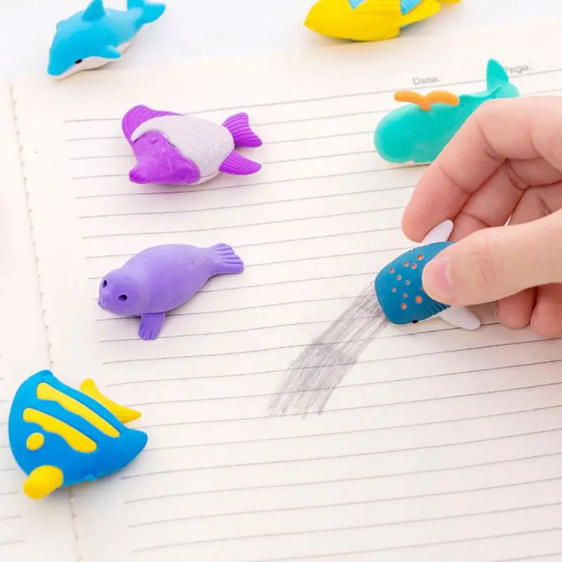 4 шт./компл. Творческий морские животные карандашный ластик стирательная резинка школьные корейские канцелярские корректирующие материалы для подарки для детей