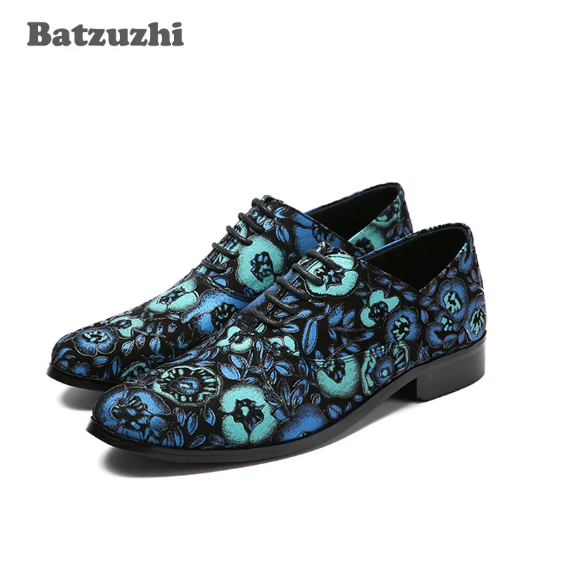 Batzuzhi/итальянская Стильная мужская обувь красного цвета, кожаная повседневная обувь с цветочным принтом, мужская обувь высокого качества