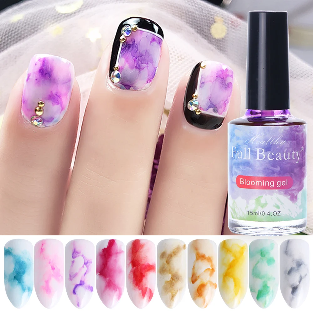 

12pcs Gel Varnish Nail Art Blossom Gel Nail Polish Set Manicure Marble Flower Blooming Painting Soak Off Gel Lacquer JI895-1