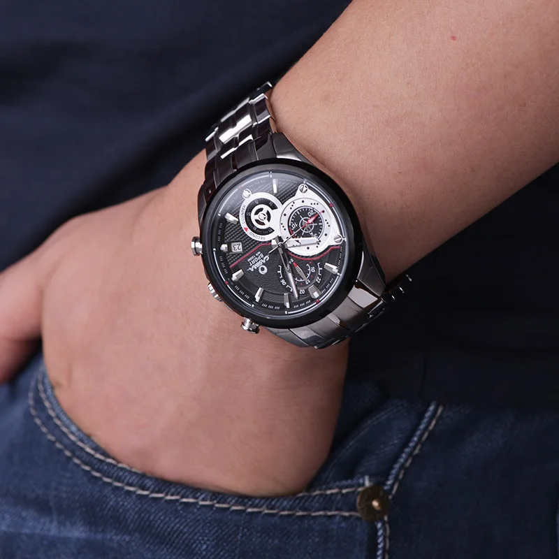 Роскошные Брендовые мужские модные элегантные спортивные часы с таймером, Мужские кварцевые наручные часы с календарем и дисплеем, водонепроницаемые 100 м CASIMA#8303