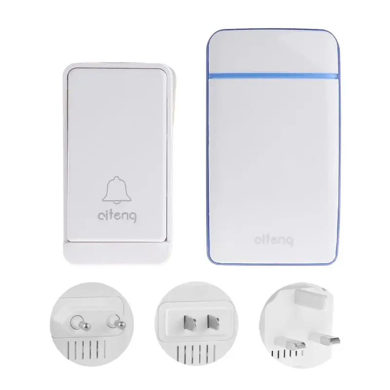 Wireless Doorbell Kits Battery-free Waterproof Door Bell Button Transmitter Receiver System Office Home Hotel