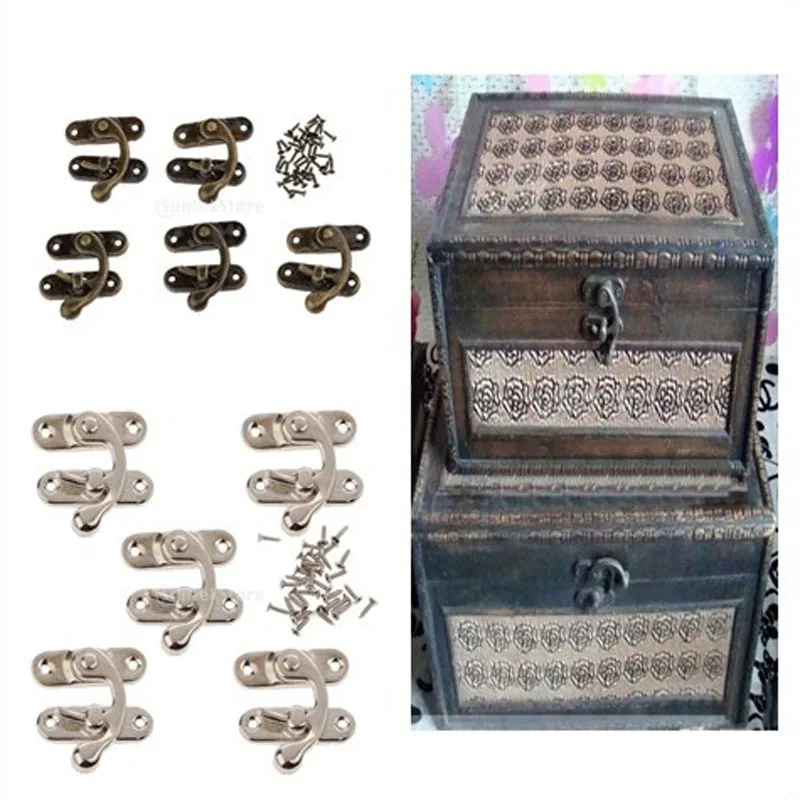 10 Sets Swing Lock Swing Bag Clasps Box Latch Closure Chest Hook With Screws for Toolbox Jewelry Box Necklace Case