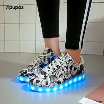 

7ipupas Unisex led light up Luminous Shoes Colorful Glowing sneakers kids Usb Tenis boy girl Shoe Schoenen camouflage Chaussure