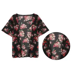 HO-KLOSS Boho летняя шифоновая рубашка с принтом солнцезащитный кимоно кардиган для женщин марлевые длинные тонкие повседневные женские