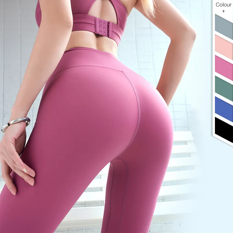 

2019 New Squatproof Hip Up Yoga Fitness Leggings Women V-shape Solid Sport Gym Tights Top Quality Workout High Waist Yoga Pants