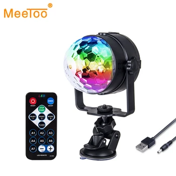 

IR Remote RGB LED Crystal Magic Ball Rotating Stage Lights USB 5V KTV DJ Light Disco Ball Moving Head Music Control Party Lights
