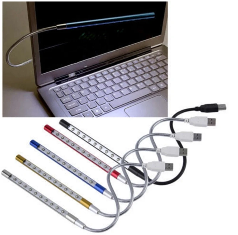 100pcs 10LED Portable USB Stick Light Bendable Cord Eye Protection Desk Lamp for Laptop