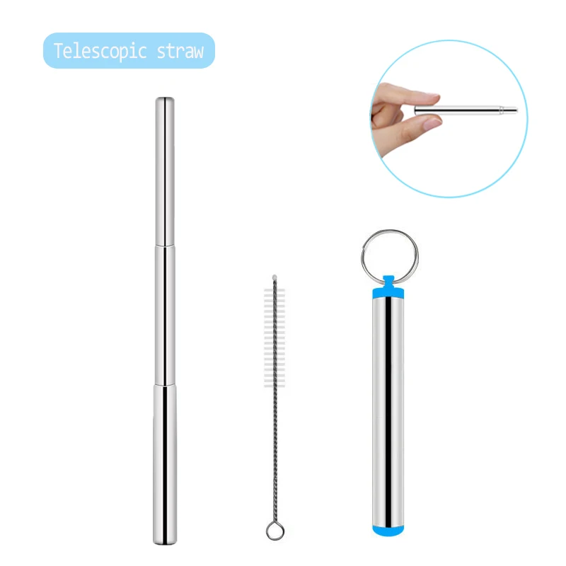 

EIMAI Portable Stainless Steel Telescopic Drinking Straw Travel Straw Reusable Straw with 1 Brush and Metal Carry Case