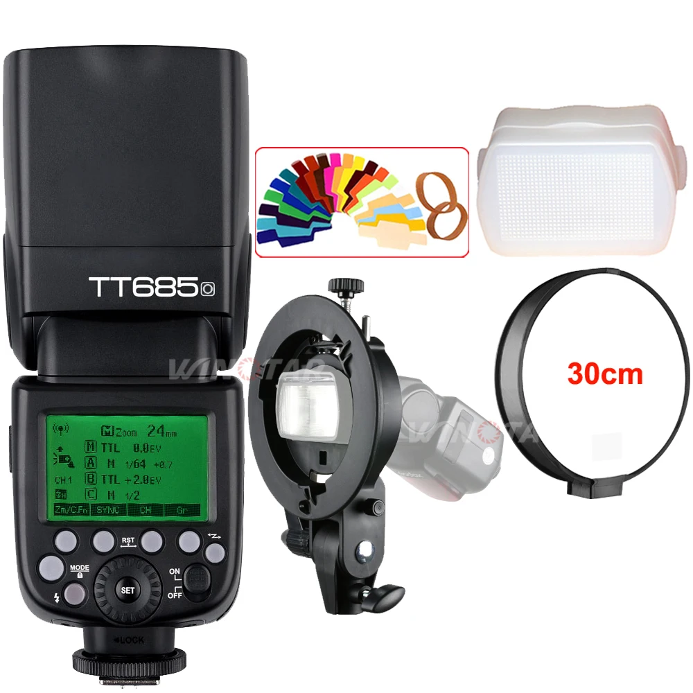 Вспышка Godox TT685O 2 4G HSS 1/8000s TTL + кронштейн Bowens для Panasonic Lumix DMC GX85 G7 GF1 G85 LX100 GH4 FZ2500GK|camera