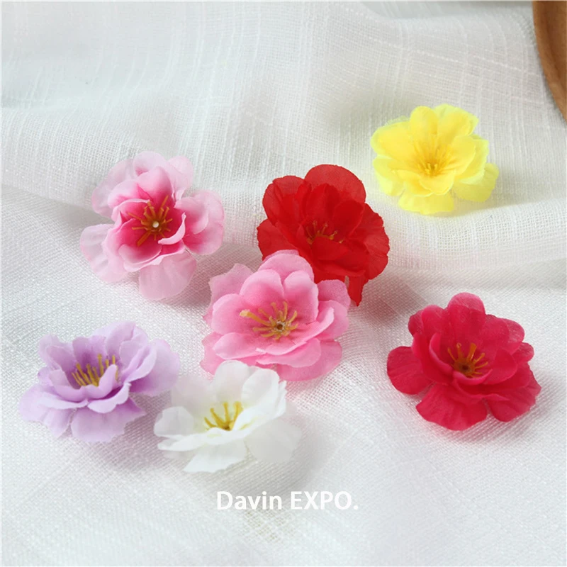 

Yoshiko 50Pcs Artificial Silk Peach Blossom Flower Heads for Wedding Christmas tree Gift DIY home Decoration fake flowers