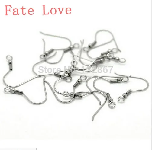 

Fate Love 300PCS in bulk Stainless Steel Ear Wires Hook ~with 3mm Bead + Coil Earring Finding silver tone free shipping