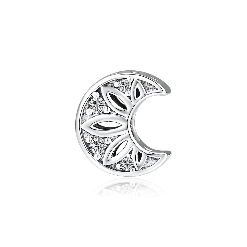 DIY Подходит для Pandora шармы браслеты луна и звезды бусины с прозрачным CZ 100%