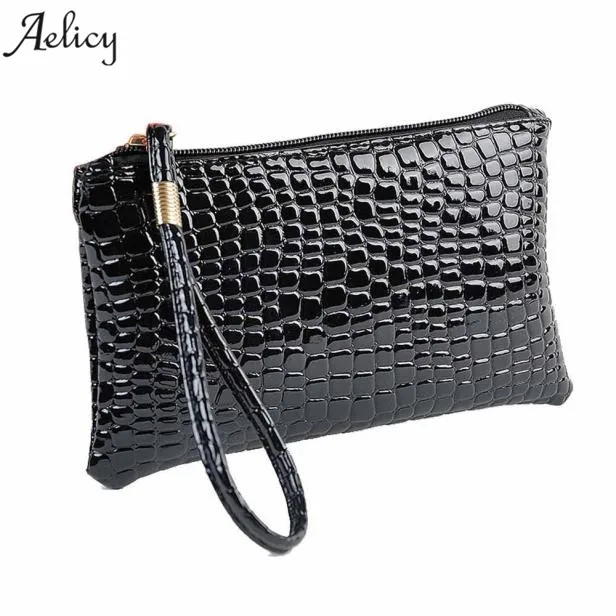 

Aelicy 2018 New Fashion Wallet Women Leather Vintage Retro Crocodile PU Leather Zipper Solid Women's Purses and Ladies Handbags